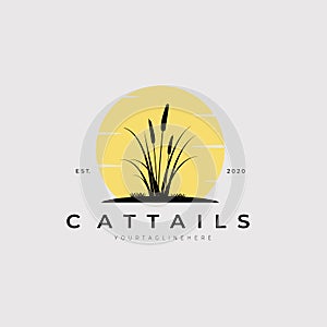 Vintage cattails logo vector illustration design