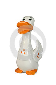 Vintage ceramic duck figurine isolated on white background