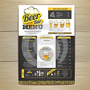 Vintage chalk drawing beer menu design.