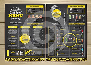 Vintage chalk drawing fast food menu design