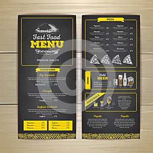 Vintage chalk drawing fast food menu design