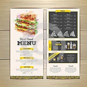 Vintage chalk drawing fast food menu design. Sandwich sketch