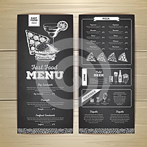 Vintage chalk drawing fast food menu design. Sandwich sketch