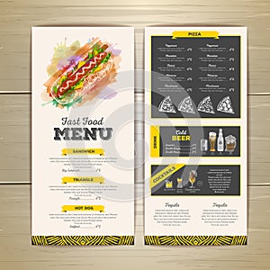 Vintage chalk drawing fast food menu design. Sandwich sketch