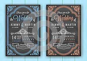 Vintage Chalkboard Wedding Invitation Card Template