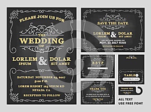 Vintage Chalkboard Wedding Invitations design set