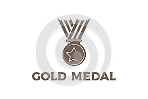 Vintage Champions Gold Medal Badge Emblem Logo