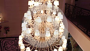 Vintage chandelier in the restaurant, interior