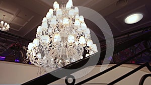 Vintage chandelier in the restaurant, interior