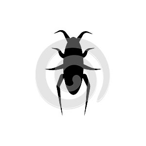 Vintage character black beetle on white background. Retro, graphic, logo design. Isolated vector illustration.