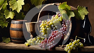 Vintage charm - Grapes, barrels, and a touch of rustic elegance