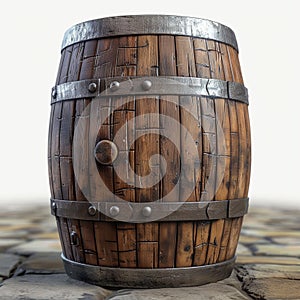 Vintage charm oak wooden barrel ideal for rustic decorations