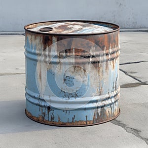 Vintage Charm: Unraveling the Beauty of a Rusty Blue Oil Barrel Through Fine Photography