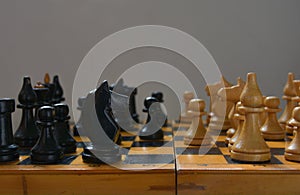 Vintage chess - board game, black figures
