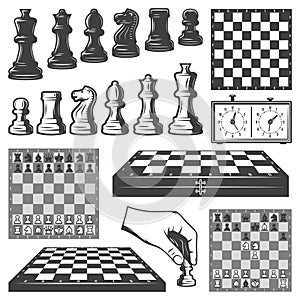 Vintage Chess Game Elements Set