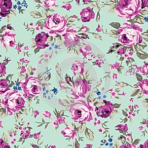 Vintage chintz roses seamless pattern