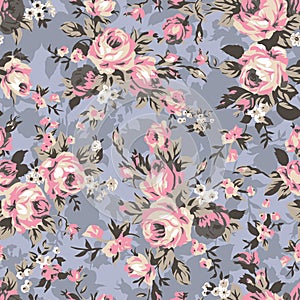 Vintage chintz roses seamless pattern