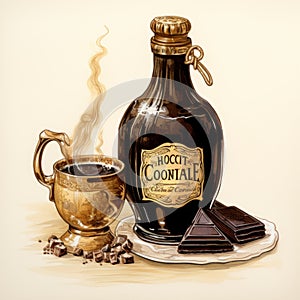 Vintage Chocolate Cocotee Illustration In The Style Of Samuel Smith