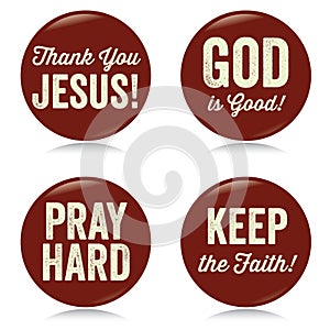 Vintage Christian buttons, red