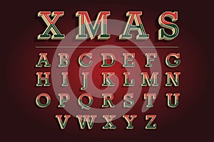 vintage christmas alphabet pack vector design illustration