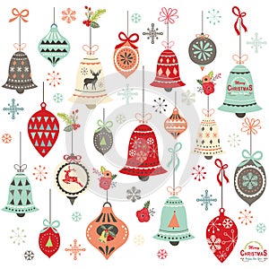 Vintage Christmas Bell Design Elements