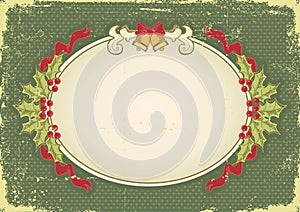 Vintage Christmas card with holiday elements