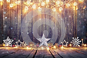Vintage Christmas Decoration With Stars And Lights