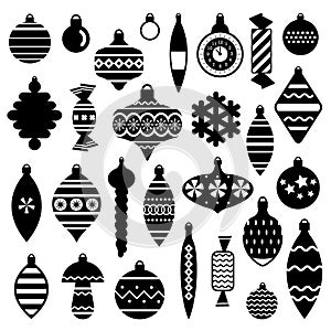 Vintage Christmas Decorations and Toys in Outline