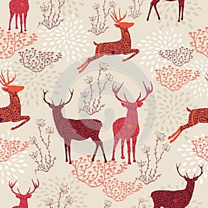 Vintage Christmas elements seamless pattern backgr