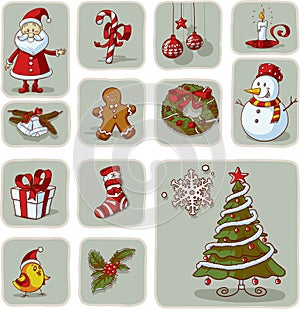 Vintage Christmas Graphic Elements Hand Drawn Vector photo