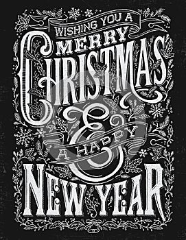 Vintage Christmas and New Year Chalkboard Typography Lockup