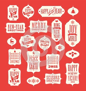 Vintage Christmas and New Year typography designs