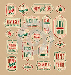 Vintage Christmas and New Years gift tags and stickers