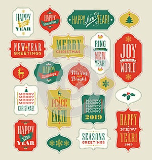 Vintage Christmas and New Years gift tags and stickers