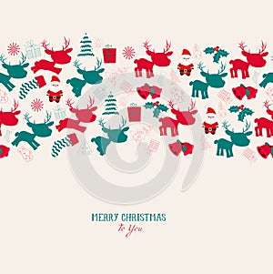 Vintage christmas reindeer seamless pattern