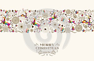 Vintage Christmas reindeer seamless pattern