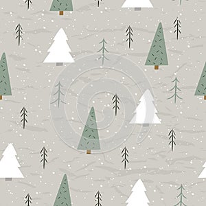 Vintage Christmas seamless texture from New Collection. Christmas tree and snow.