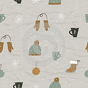 Vintage Christmas seamless texture from New Collection. Cozy winter things.
