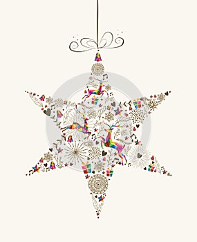 Vintage Christmas star bauble greeting card