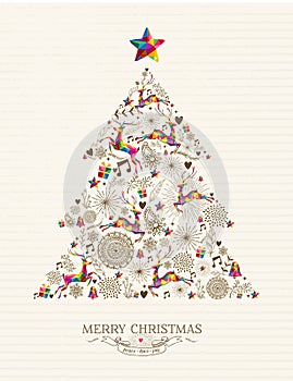 Vintage Christmas tree greeting card