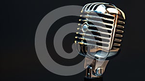 The vintage chrome microphone.AI generated image