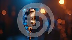 The vintage chrome microphone. AI generated