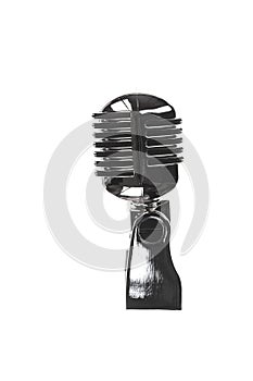 vintage chrome microphone isolated on white