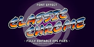 Vintage chrome style text effect. Editable font style