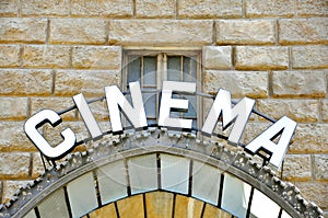 Vintage cinema sign in Italy