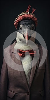 Vintage Cinematic Penguin Portrait With Surreal Twist