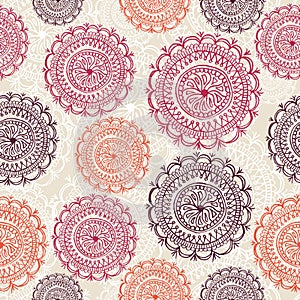 Vintage circle elements seamless pattern backgroun