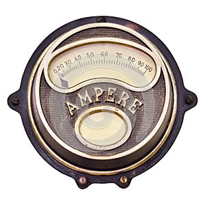 Vintage circular analog ampere meter