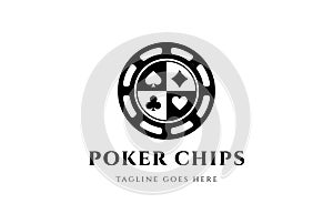 Vintage Circular Playing Poker Cards Chips for Gambling Sport Bet Logo Design Vector