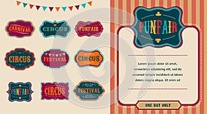 Vintage Circus labels set